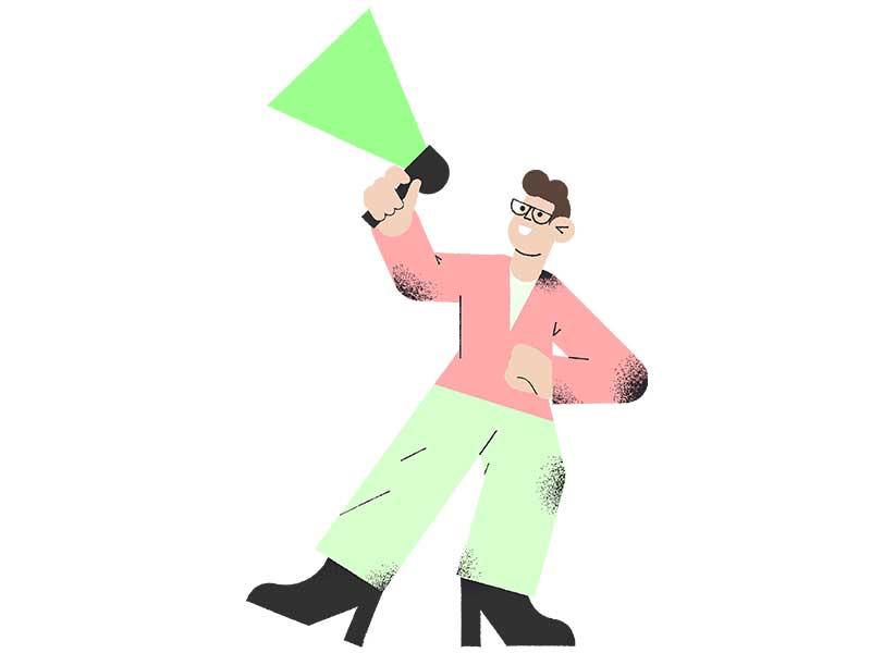 Man with megaphone illustration