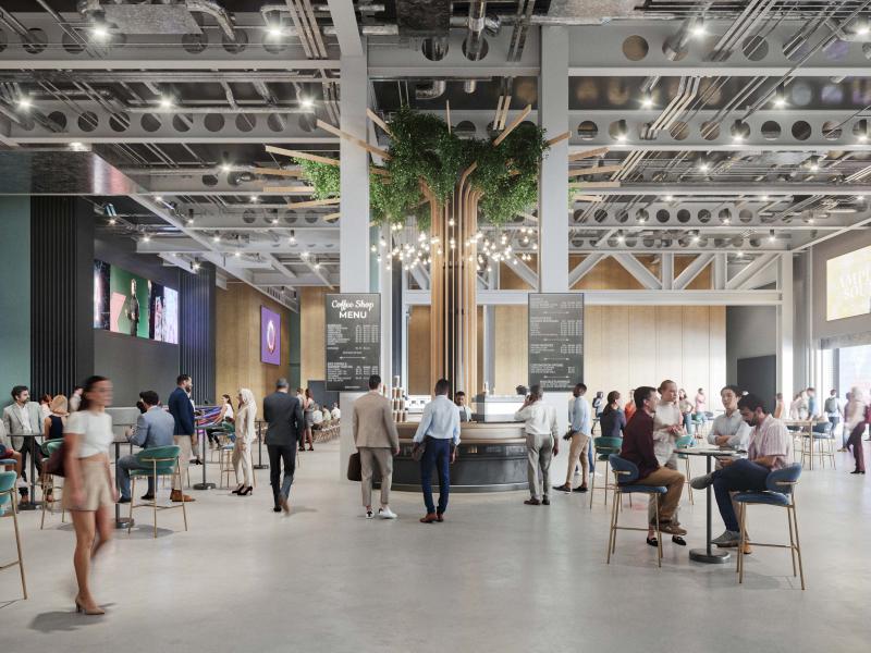 A shot of the new ICC conference centre break out area.