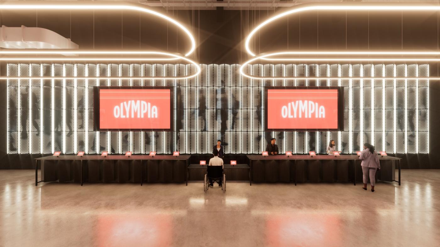 An image showing 'The ICC at Olympia registration entrance'
