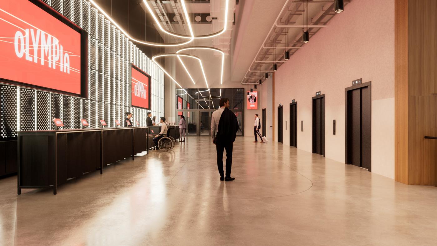 An image showing 'The ICC at Olympia registration entrance'