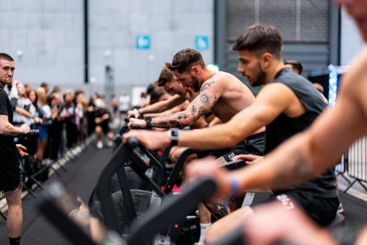 A group of people training