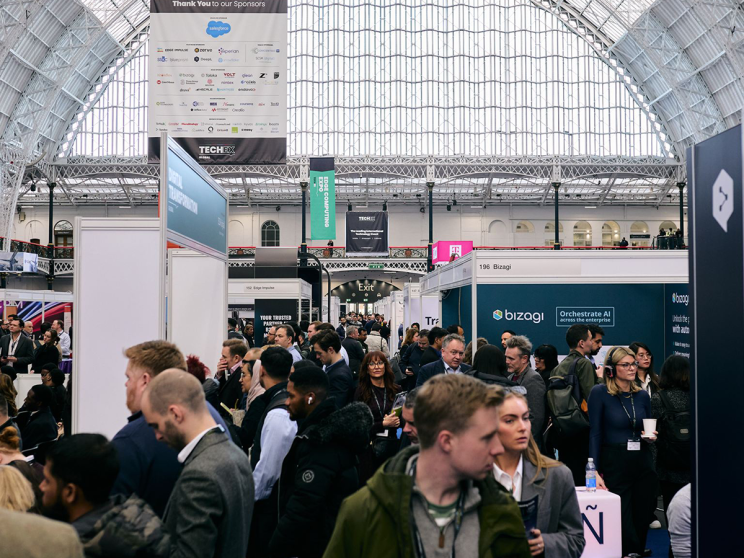 Busy exhibition stands on the showfloor