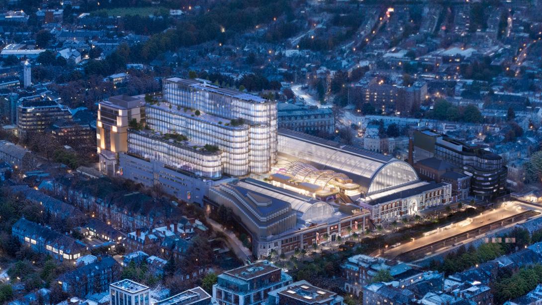 An aerial shot of the new Olympia development