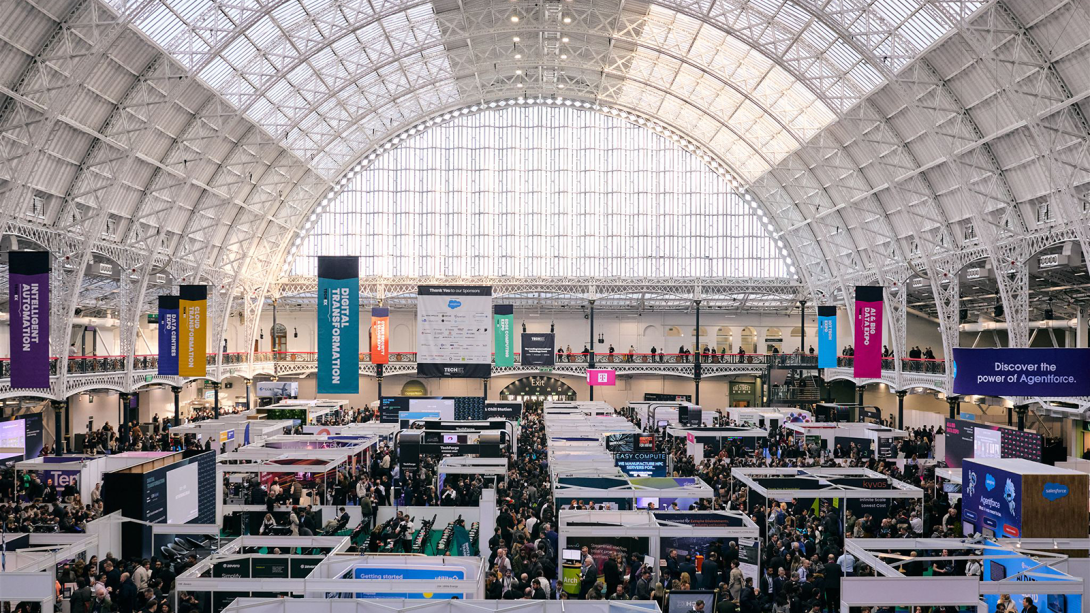 Aerial view of the exhibition hall from The Grand Hall gallery